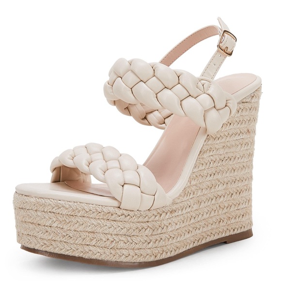 Coutgo Women's Braided Platform Wedges - Picture 1 of 10